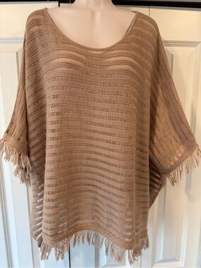 Rain & Rose brown poncho sweater cape cloak medium m